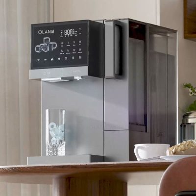 w90 electric portable counter top hot cold chill water dispenser with ice maker
