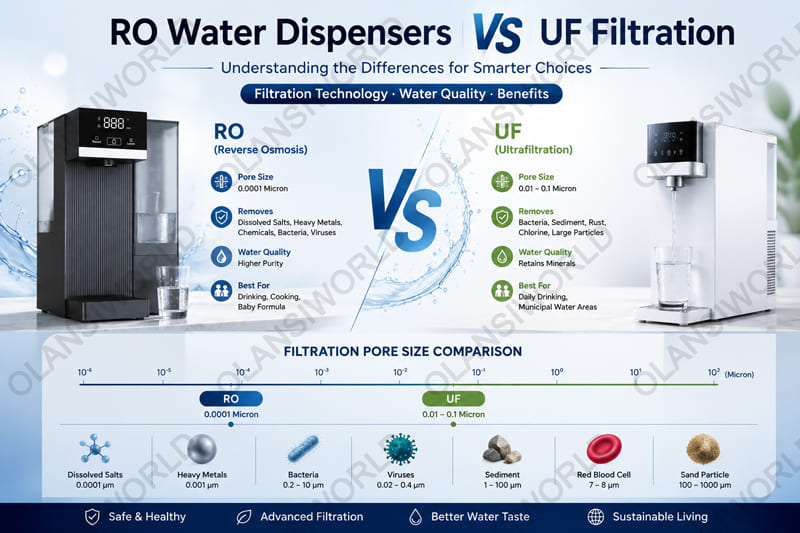 ro water dispensers vs uf filtration diagram with membrane pore sizes c